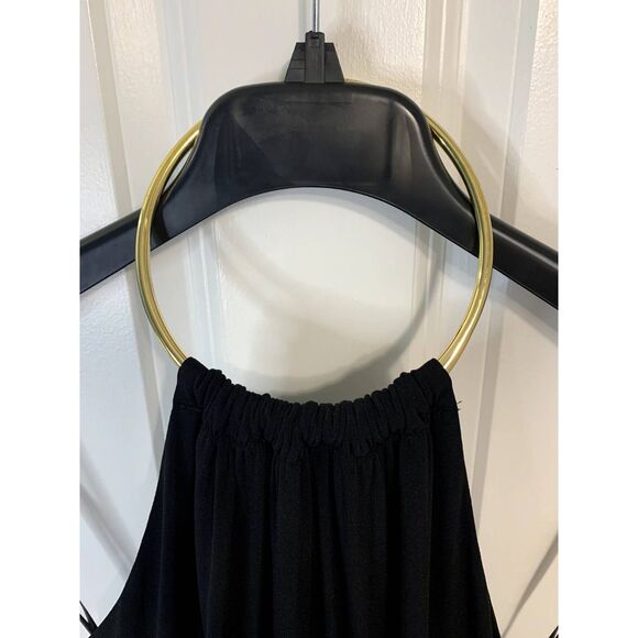 Calvin Klein Black Halter Dress Gold Metal Neck Ring Size 6 - NWT - Picture 5 of 8
